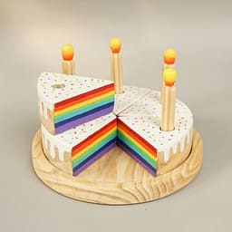 Wooden Rainbow-Filled Vanilla Cake Toy