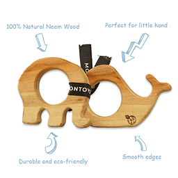 Wooden Teether Toys – Elephant + Whale