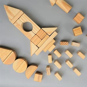 wooden rocket block toy