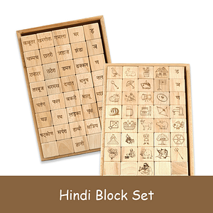 Hindi Alphabet with Picture Wooden Blocks Set Toys