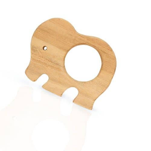 Natural Wooden Teether Toys - Side view of Large Elephant