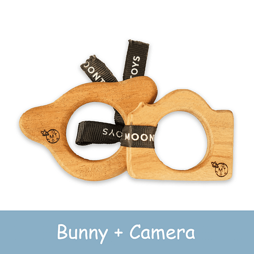Neem Wood Teether Toys - Bunny + Camera
