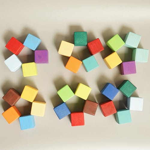 6 Circle Wooden Rainbow Blocks Set Toys