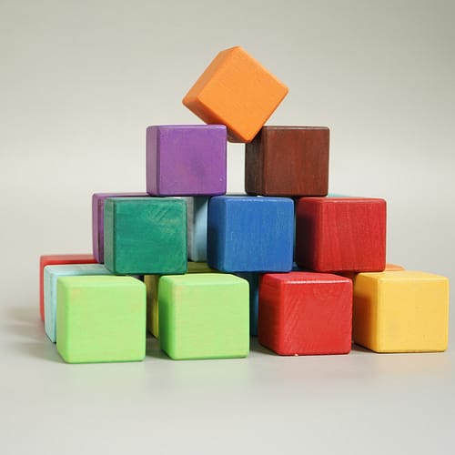 Pyramid Shape Wooden Rainbow Blocks Set Toys