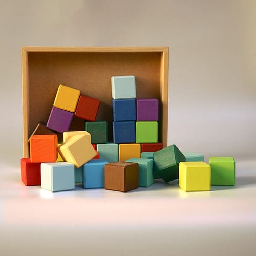 Wooden Rainbow Blocks Toys with wood box