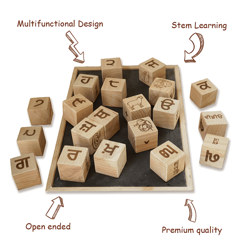 Punjabi Alphabet Picture Wooden Block Toys with key features