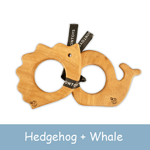 wooden teether toys - Hedgehog and whale