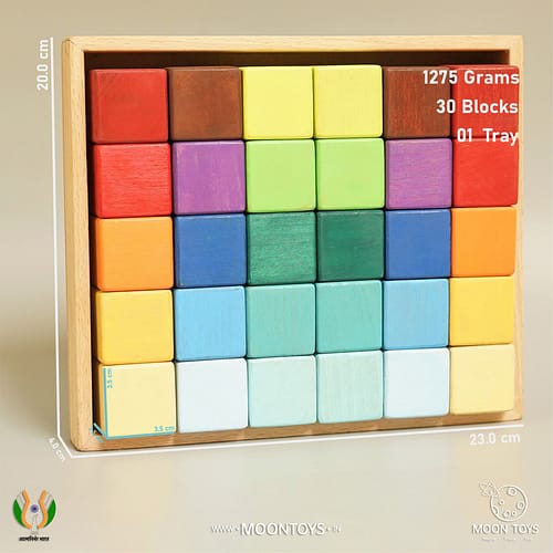 Wooden Rainbow Blocks Toys with Dimensions