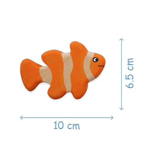 Wooden Clownfish Toys With Dimension