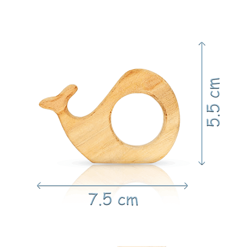 wooden teether toys - whale dimension