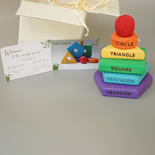 Rainbow Color Wooden Shape Stacker Toys with box