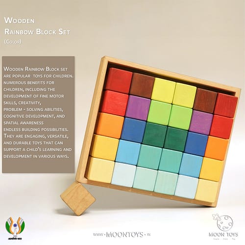 Wooden Rainbow Blocks Toys with Details