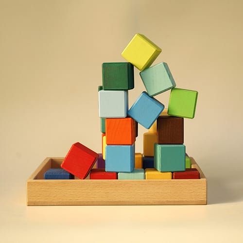 Wooden Rainbow Blocks Set Toys with box