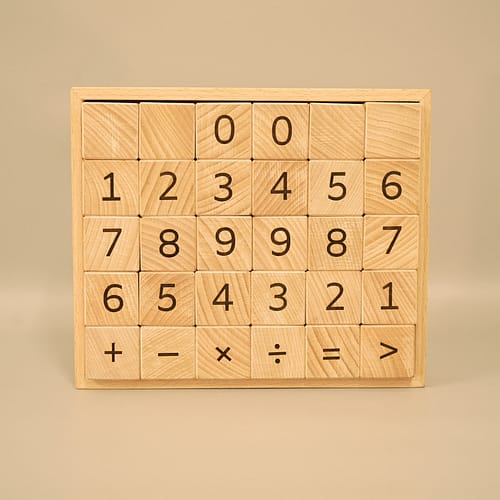 wooden mathematical numbers with mathematical symbols Blocks Set toy