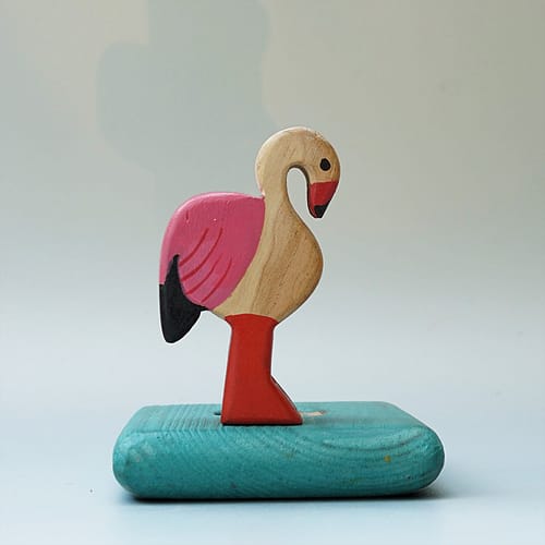 Handcrafted Colorful Wooden Flamingo Toy