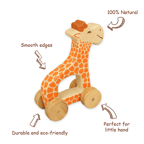 best wooden toys - giraffe with toy info
