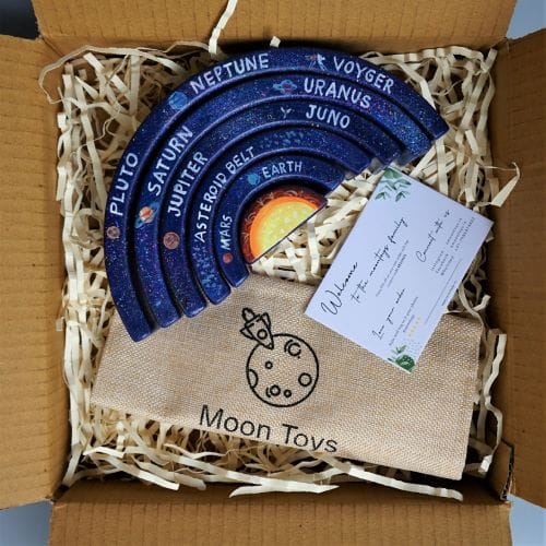 Wooden Solar System Stacker Toy in Box