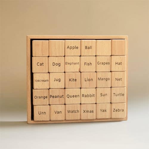 fruit and animals name wooden block toy
