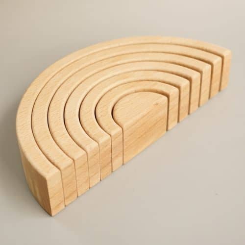 Side view of Natural Wooden Arch Stacker Toy