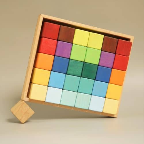 colorful wooden square blocks set toy
