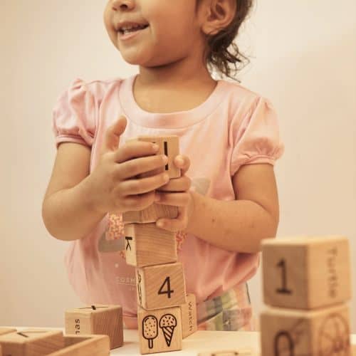 numbers wooden blocks toy with baby