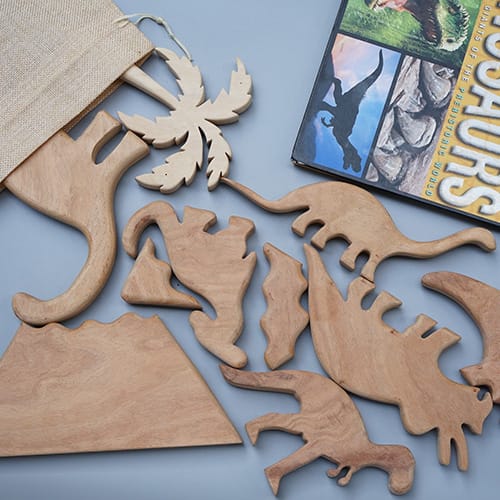 Natural Wooden Jurassic Set Toy