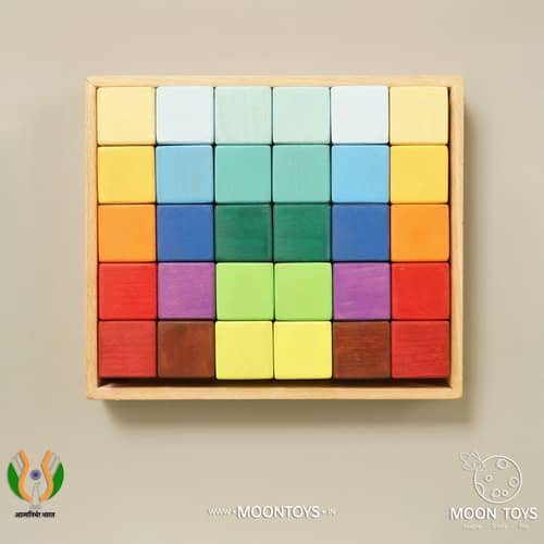 Wooden Rainbow Blocks Set Toys