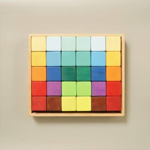 colorful wooden cube blocks set toy