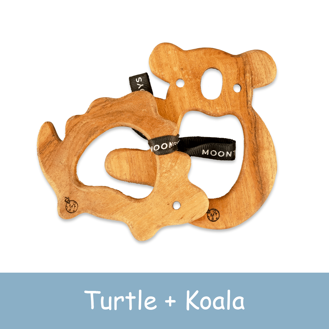 wooden teether Toys - turtle and koala