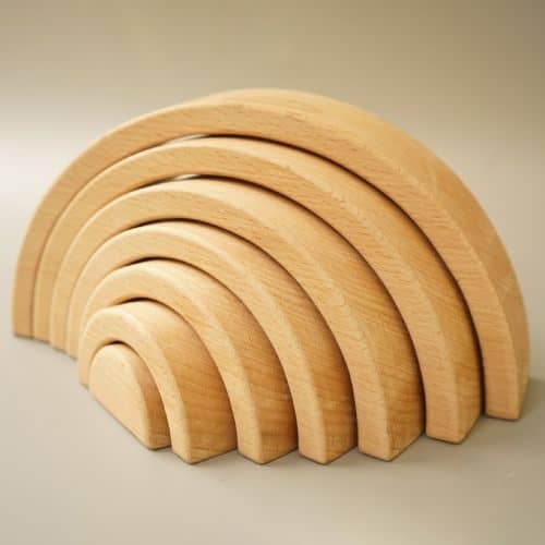 Angle view of Natural Wooden Arch Stacker Toy