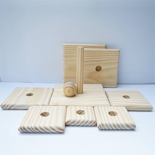 Natural Pine Wood Square Pyramid Toy