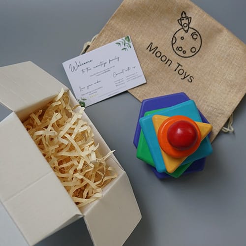 colorful wooden block toy with box