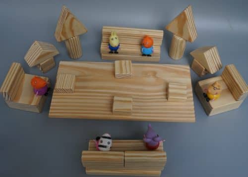wooden chair and table block toy