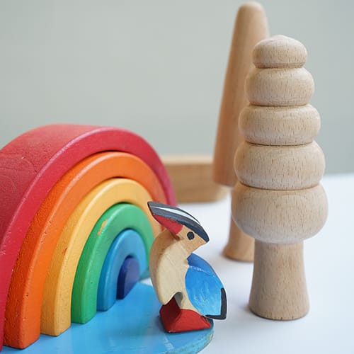 Wooden Woodpecker and Rainbow Toy